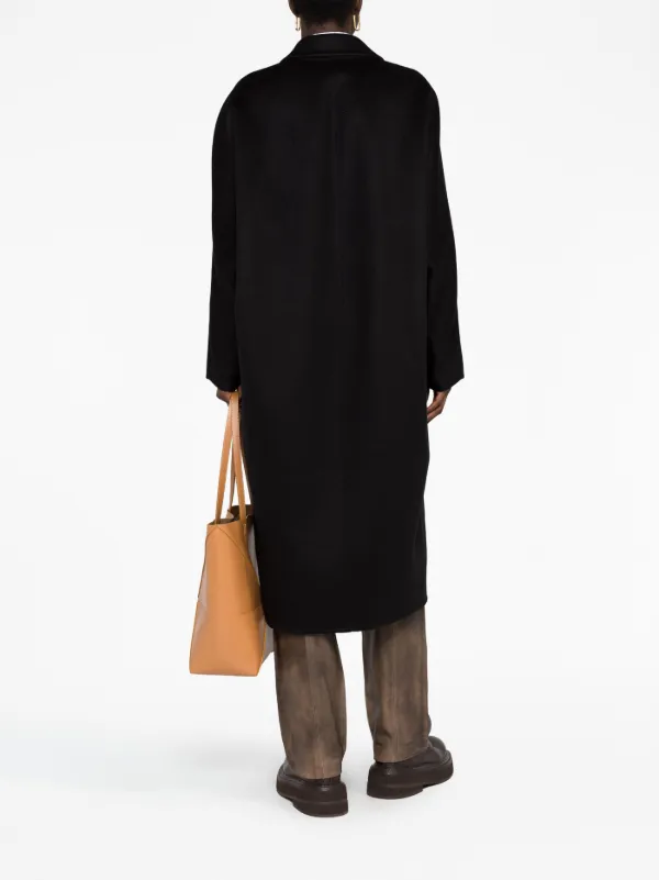 Prada logo-embroidered Cashmere Coat | Black | FARFETCH CZ