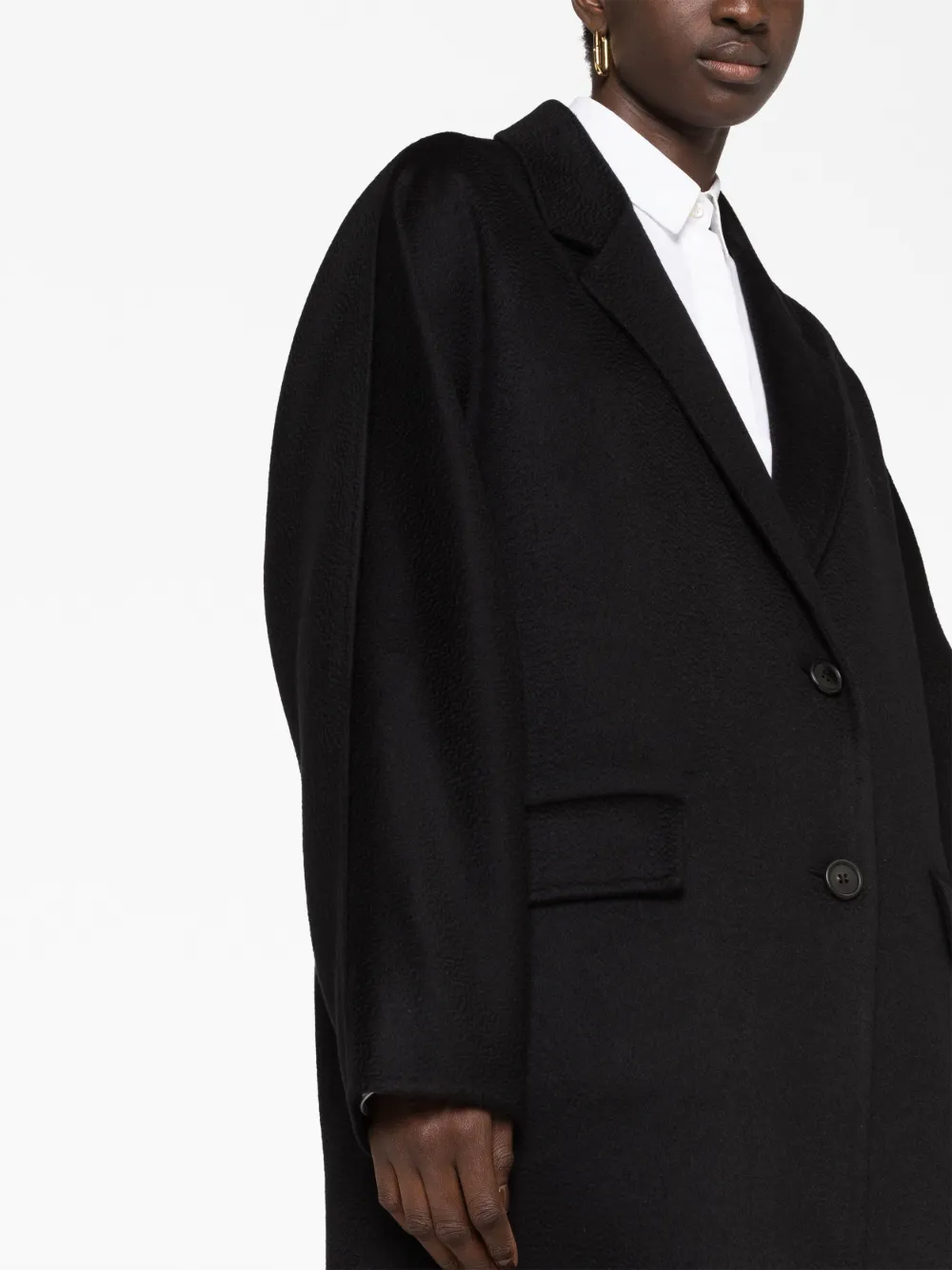 コート PRADA LOGO EMBROIDERED SINGLE-BREASTED CASHMERE COAT Prada logo-embroidered Cashmere Coat | Black | FARFETCH PT