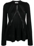 Jil Sander long-sleeved knitted peplum top - Black