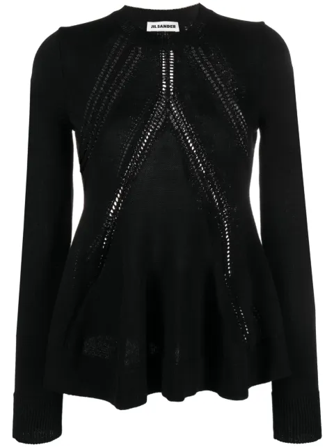 Jil Sander long-sleeved knitted peplum top
