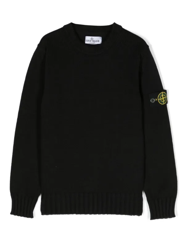 STONE  ストーンアイランド junior キッズ ニット Stone Island Junior logo-patch Cotton Jumper | Black | FARFETCH