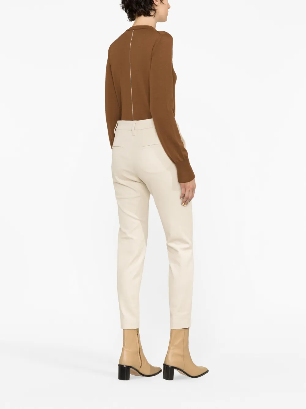 Brunello Cucinelli Gabardine Cropped Trousers In Neutrals