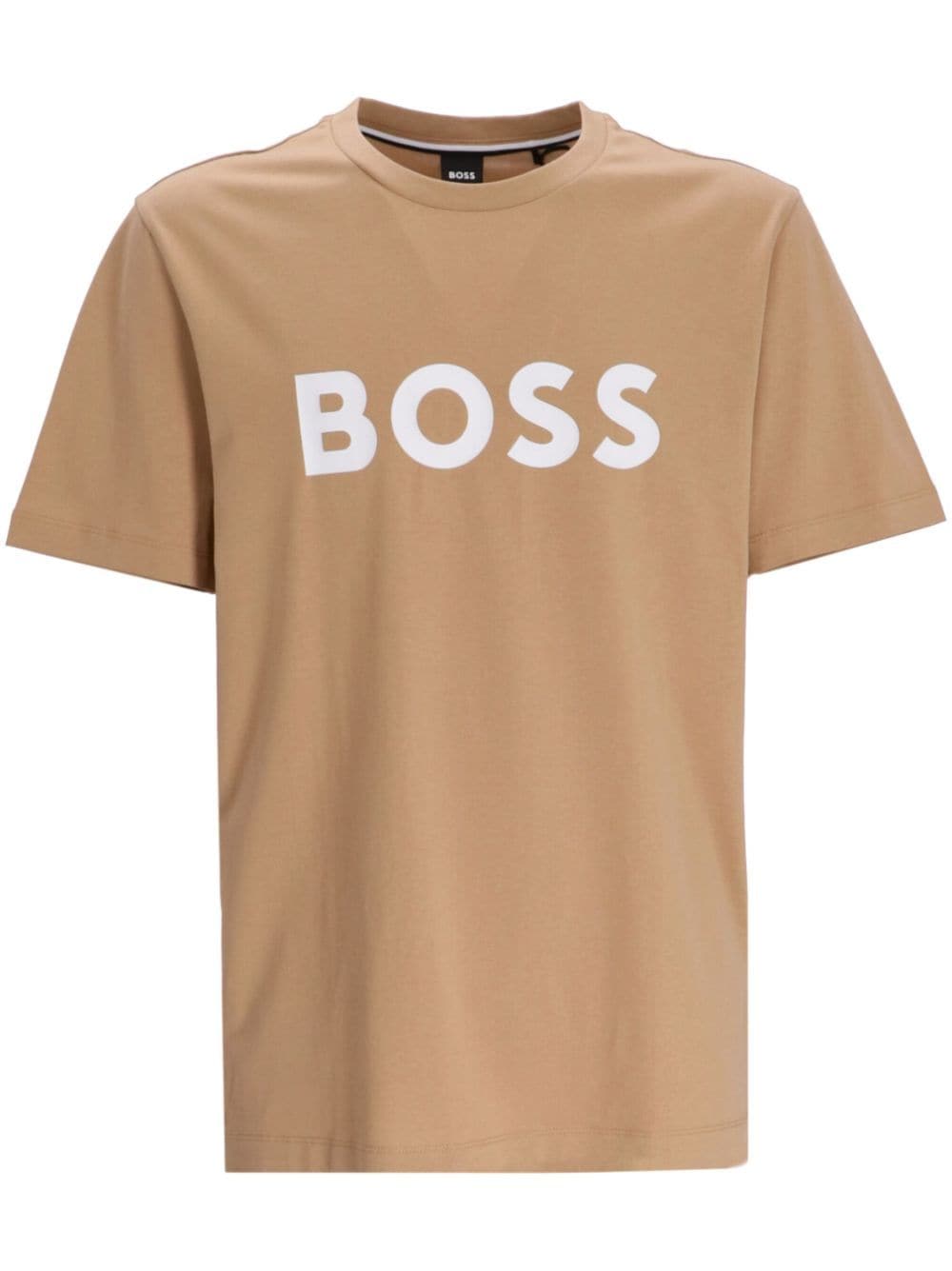 Shop Hugo Boss Logo-print Cotton T-shirt In Neutrals