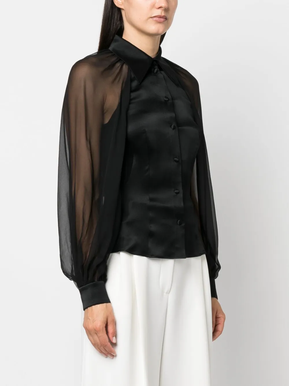 Alberta Ferretti Long sheer-sleeves Silk Blouse - Farfetch