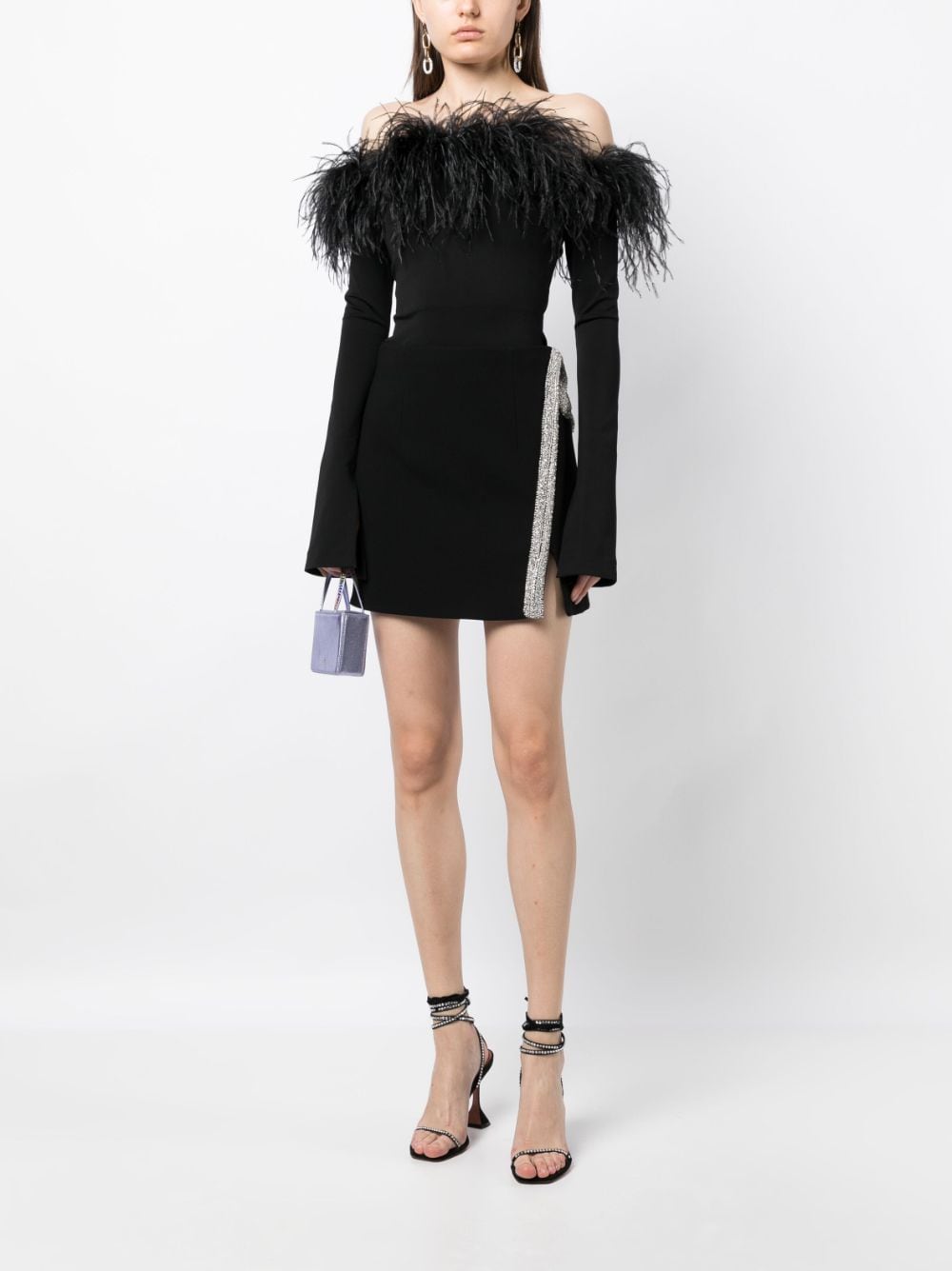 Shop Rachel Gilbert Lukas Crystal-embellished Skirt In Black