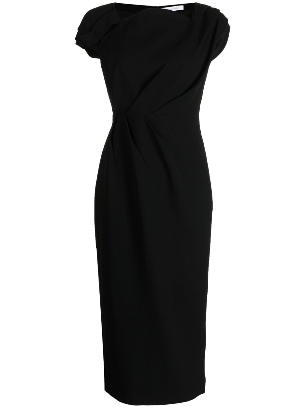 Rachel Gilbert Lukas Pleat Detail Midi Dress In Black