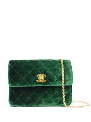 Chanel Green Velvet Small Top Handle Evening Bag GHW at 1stDibs