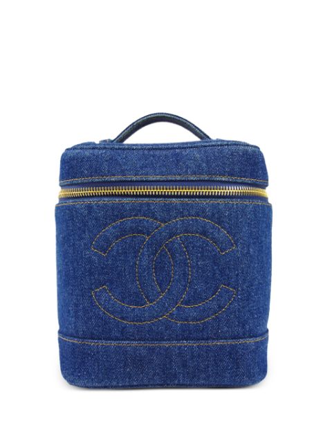 HOT SALE CHANEL 1997 Vanity Case denim tote bag Women