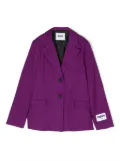 MSGM Kids logo-patch single-breasted blazer - Purple
