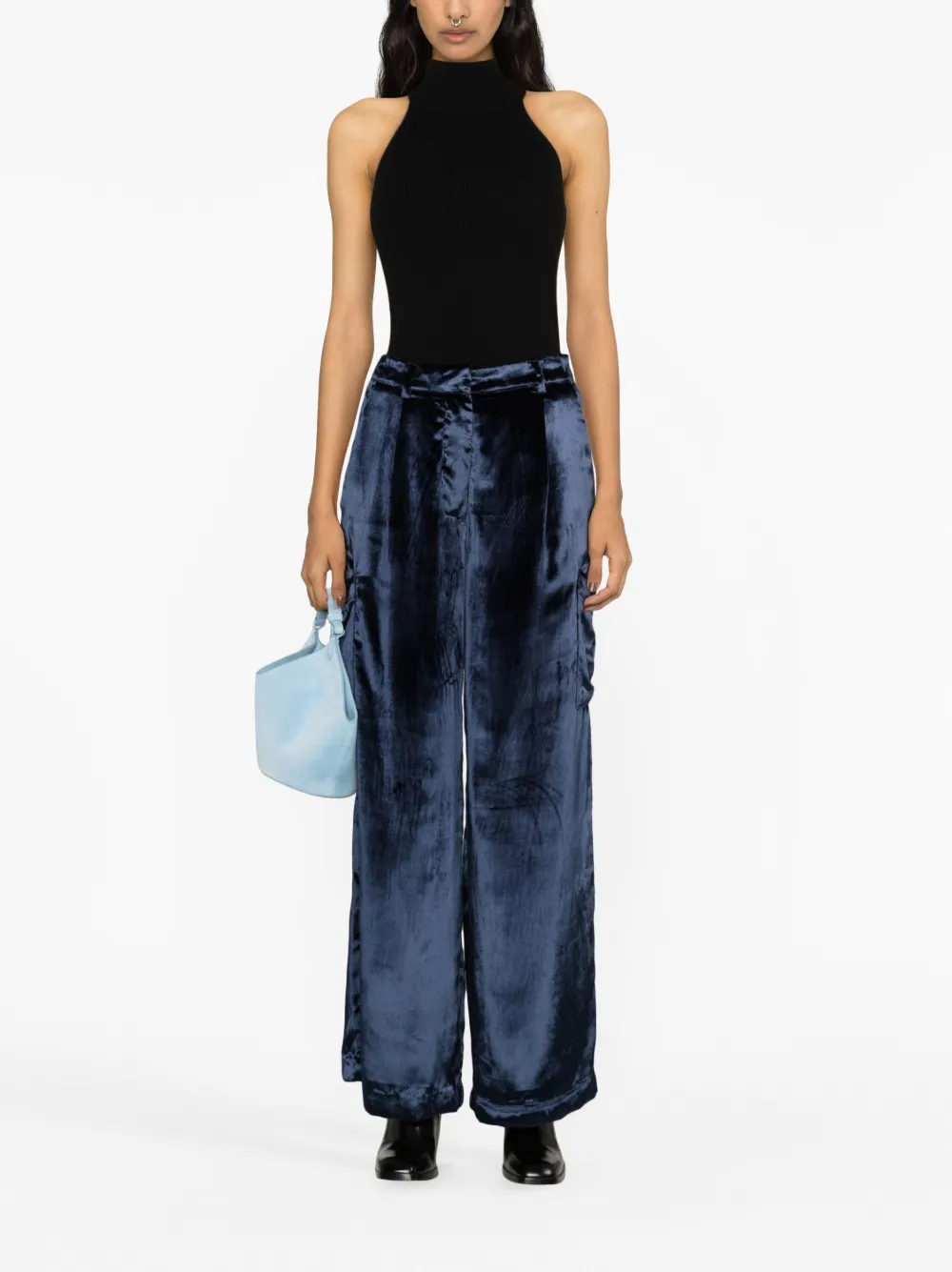 Loulou Studio Luli velvet cargo trousers - Blauw