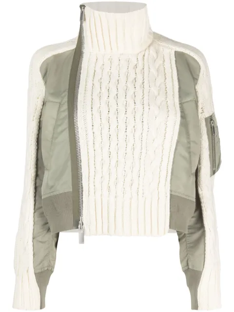 sacai contrast-panel bomber jacket