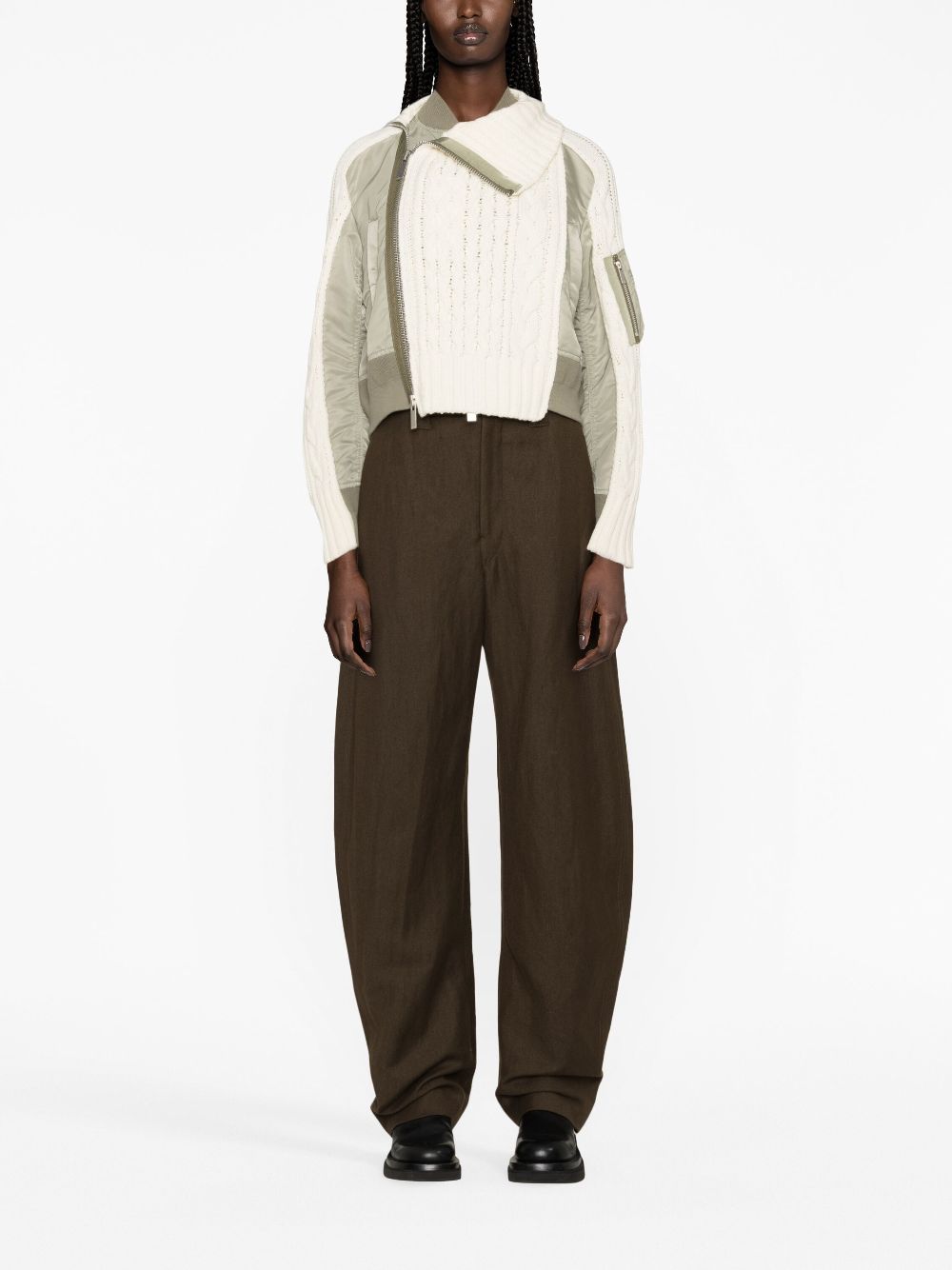 sacai contrast-panel bomber jacket - White