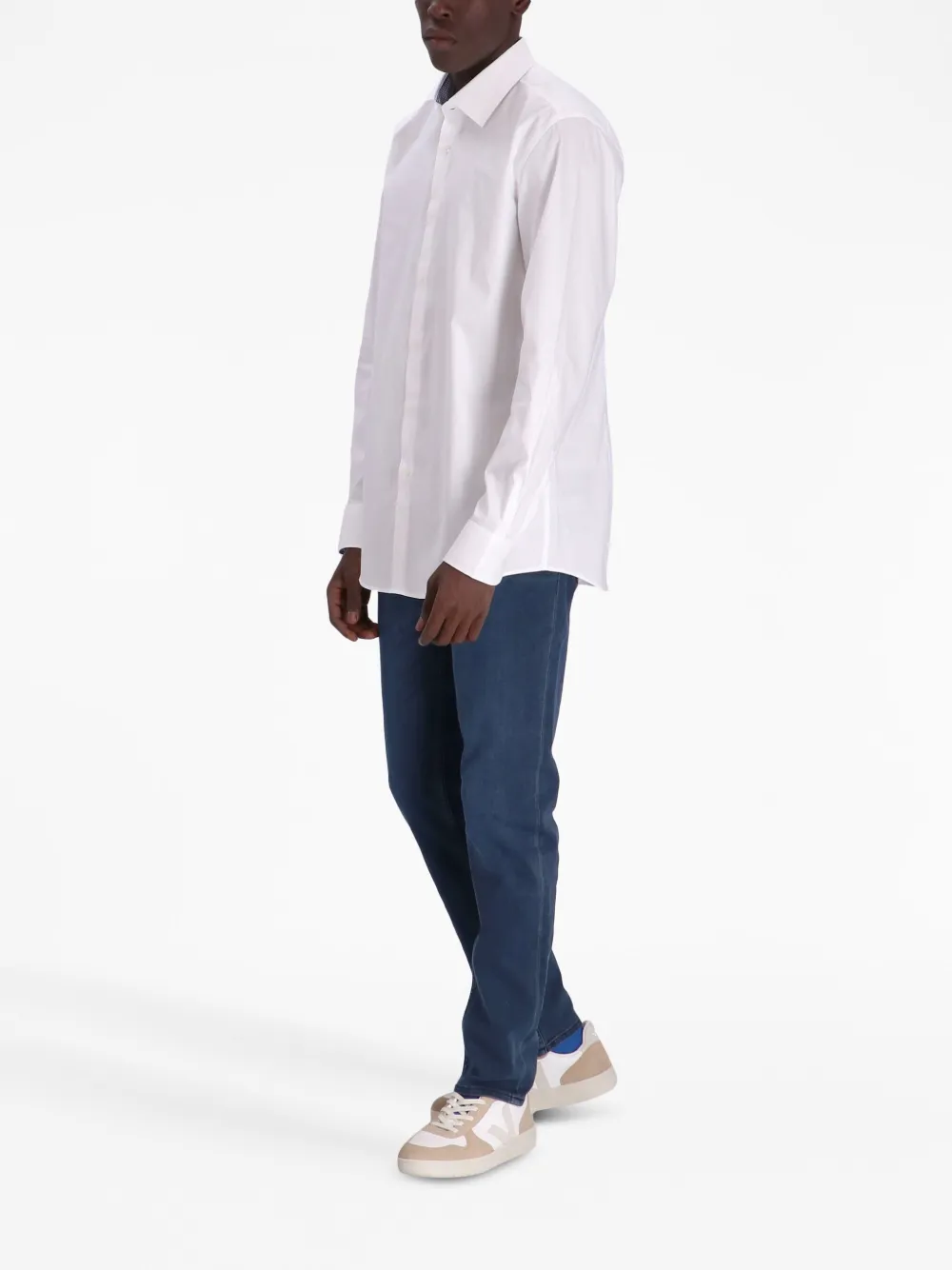 BOSS long-sleeve cotton shirt - Wit