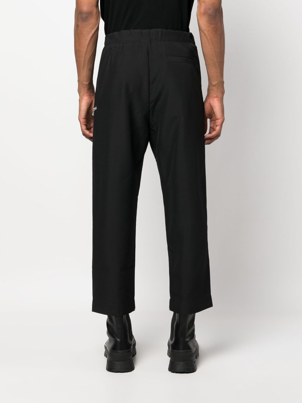 Shop Oamc Buckled Cotton Cropped Trousers In Black