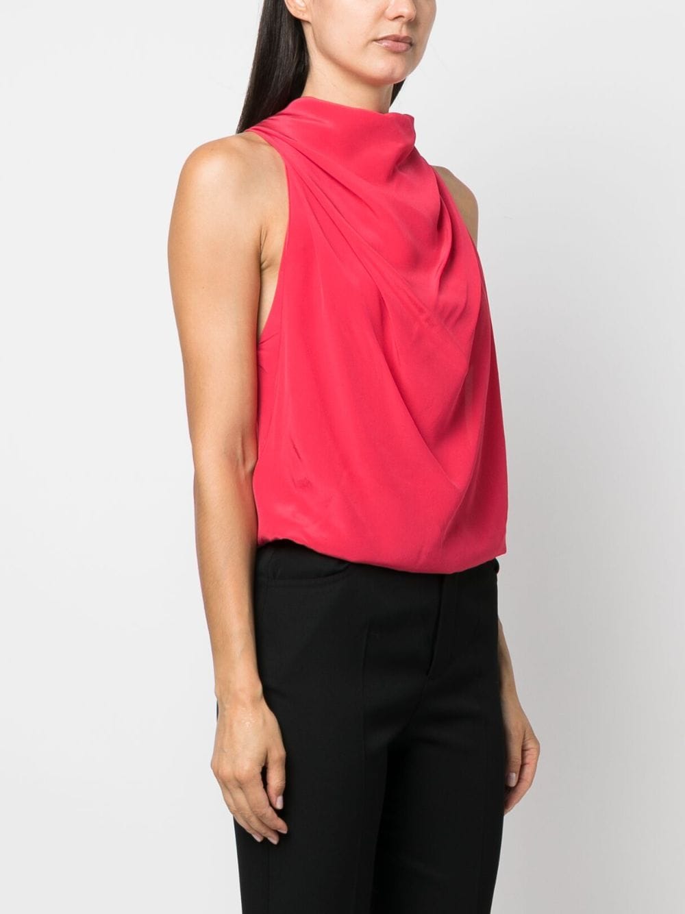 Shop Lanvin Draped Sleeveless Silk Top In Pink