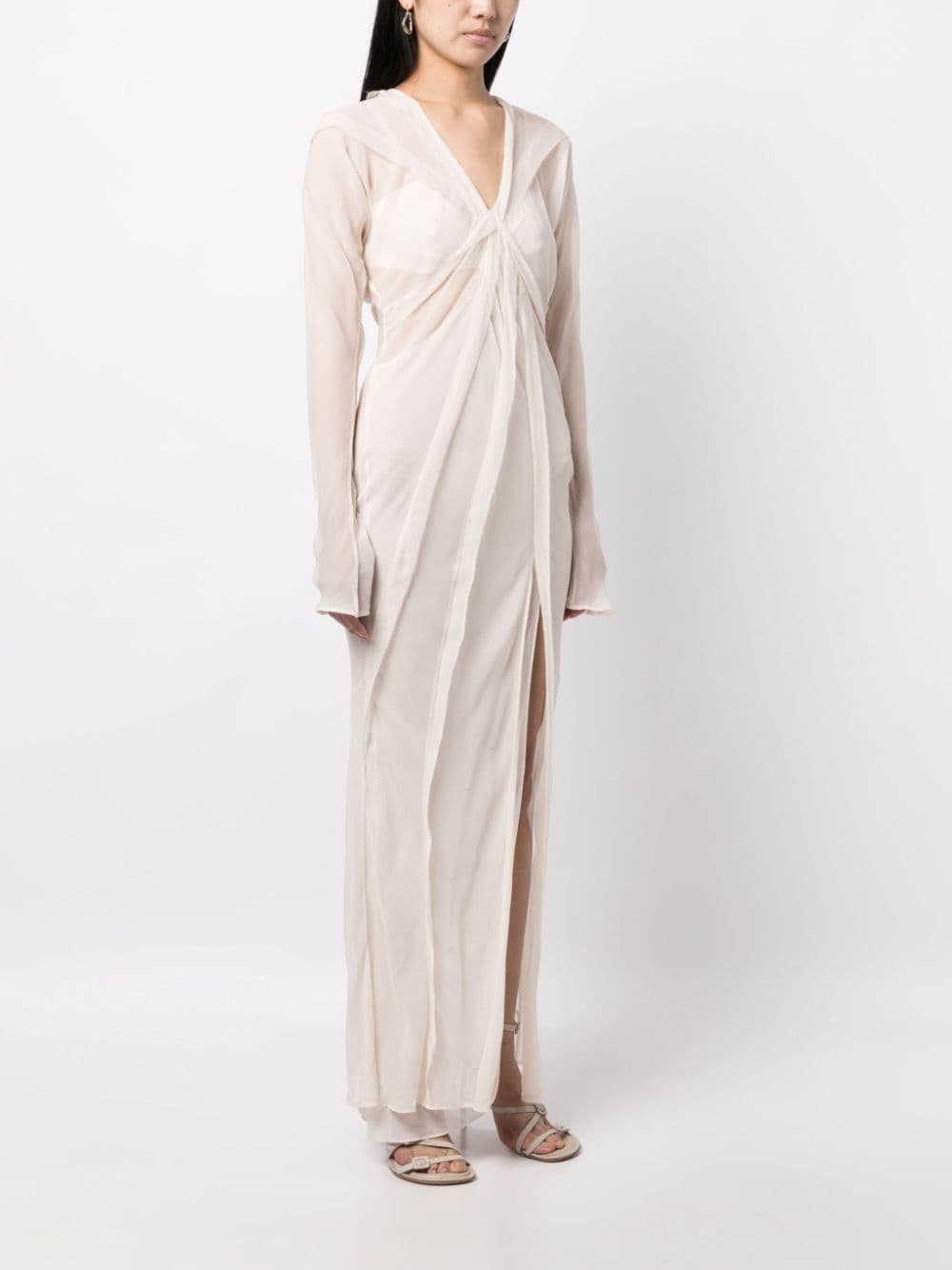 Shop Rachel Gilbert Semi-sheer Silk Maxi Dress In Neutrals