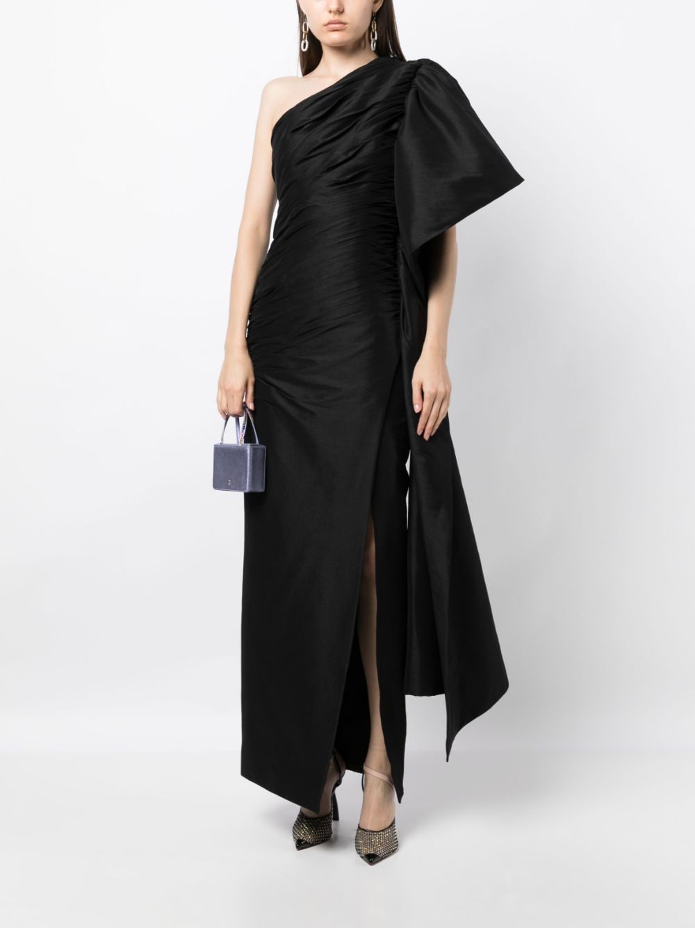 Shop Rachel Gilbert Marji One-shoulder Gown Dress In Black