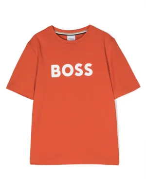 BOSS Kidswear logo print Cotton T shirt Farfetch