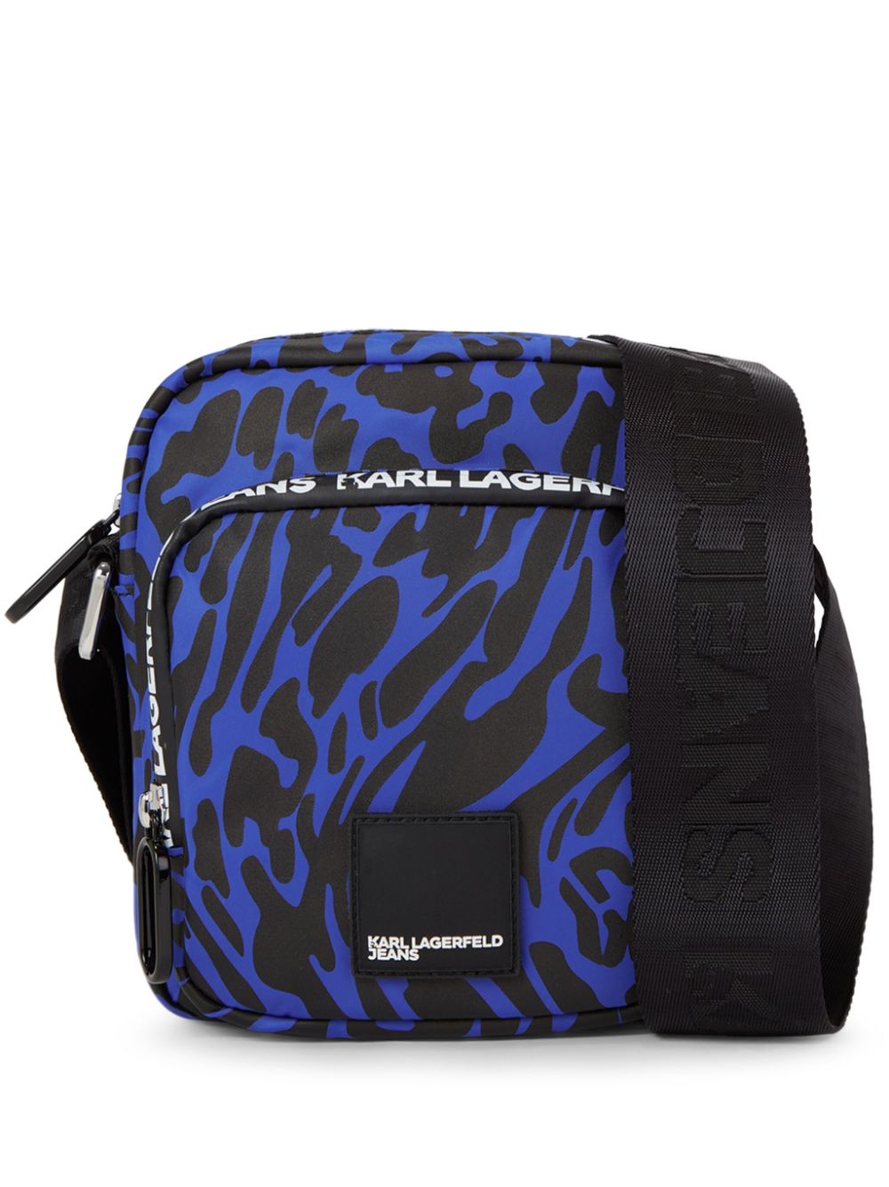 Karl Lagerfeld Jeans Monogram-pattern Woven Crossbody Bag In Blue