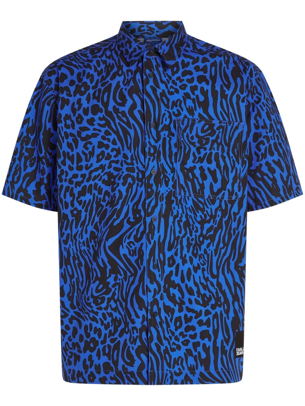 Karl Lagerfeld Jeans Animal-print Organic Cotton Shirt In Blue