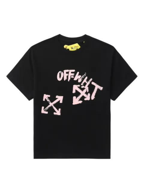 Off-White Kids painterly logo-print cotton T-shirt