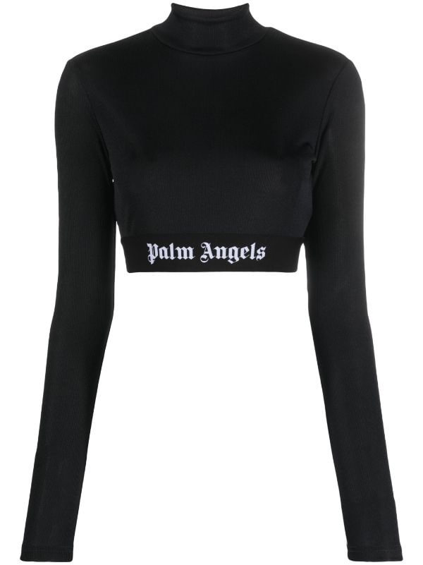 黒でなんにでも合わせやすいですpalm angels Tシャツ モックネッククロップドトップス