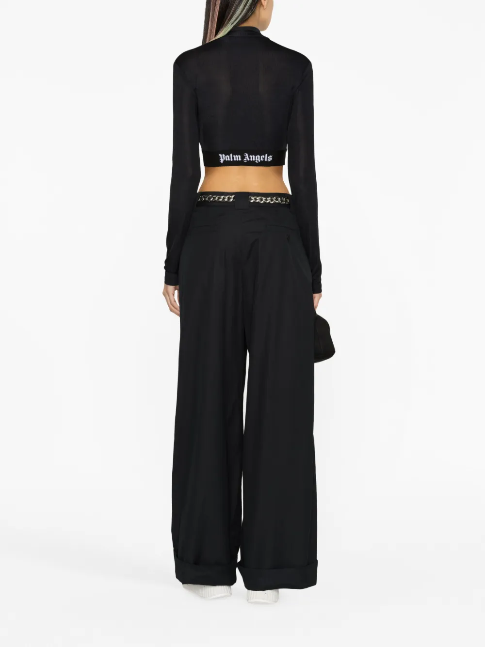 Palm Angels logo-waistband Cropped Top | Black | FARFETCH GE