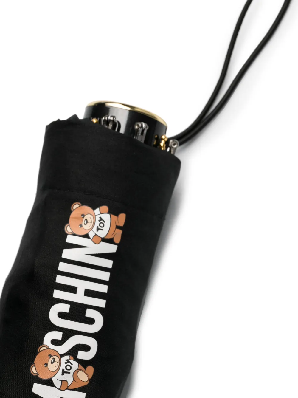 Moschino logo-print compact umbrella - Zwart