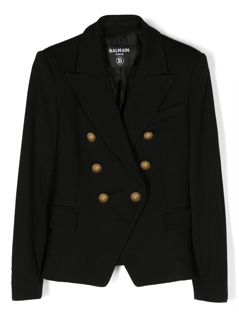 Balmain Kids embossed-button double-breasted blazer - Black