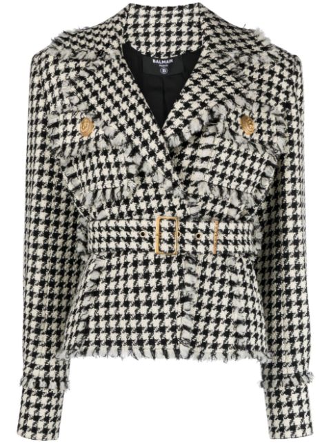 Balmain houndstooth tweed belted jacket Women