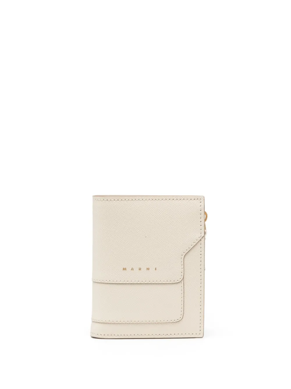 Marni Logo-stamp Leather Wallet In Neutrals