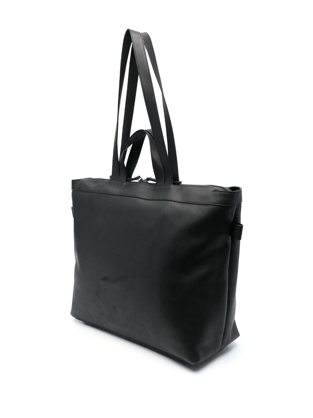 Shop Marsèll Logo-debossed Leather Tote Bag In Black