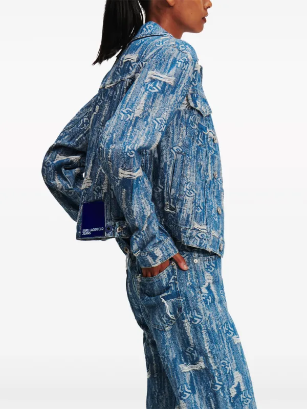 Karl Lagerfeld Jeans monogram jacquard Denim Jacket Farfetch