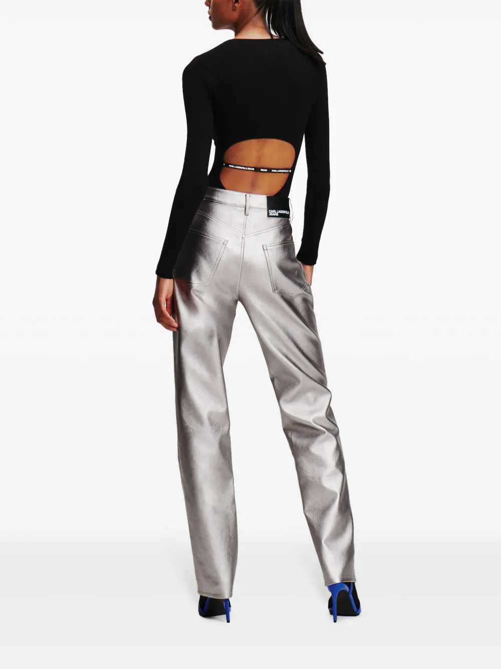 Karl Lagerfeld Jeans Broek met logopatch Zilver