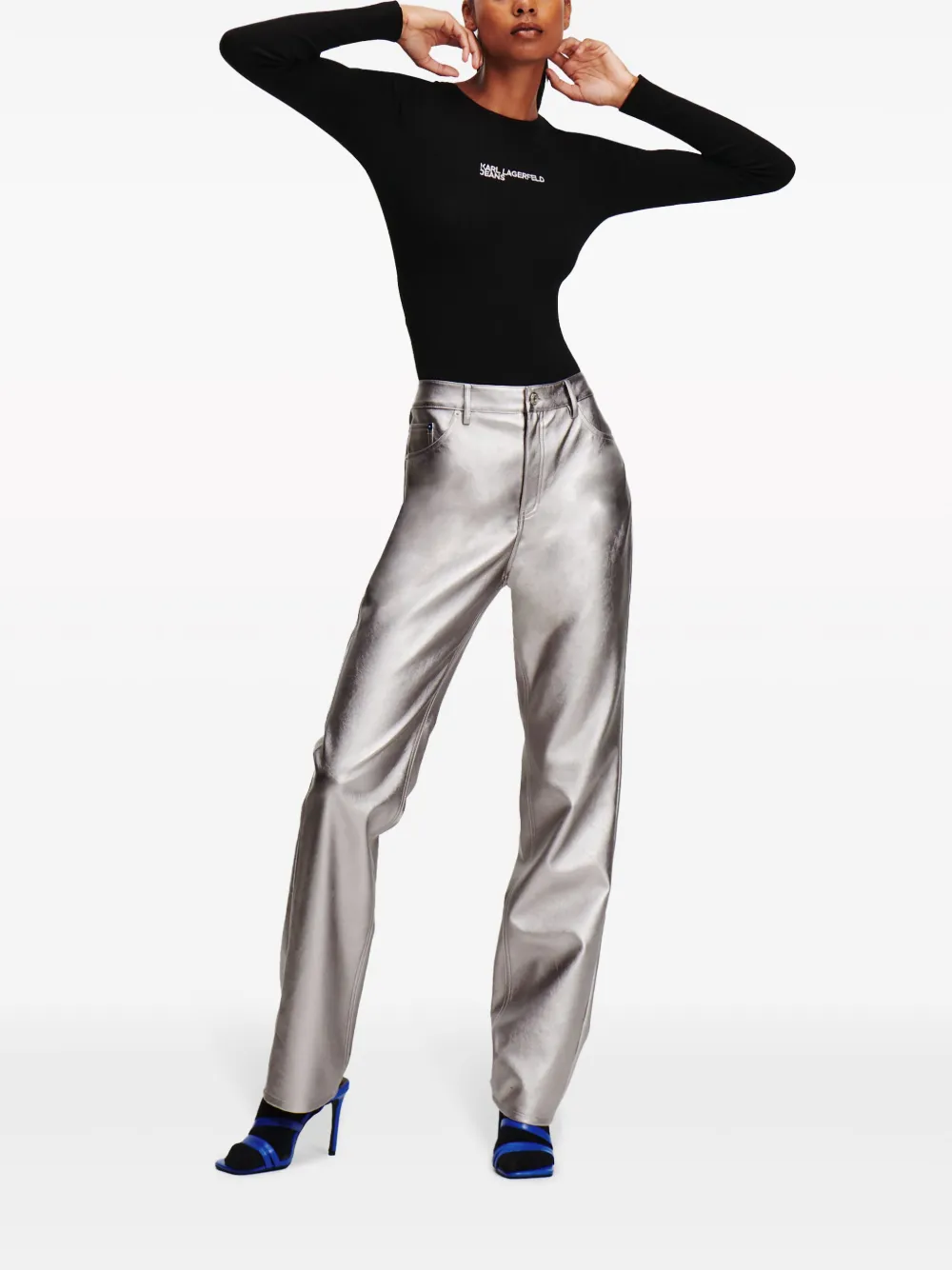 karllagerfeldjeans Karl Lagerfeld Jeans Broek met logopatch - Zilver