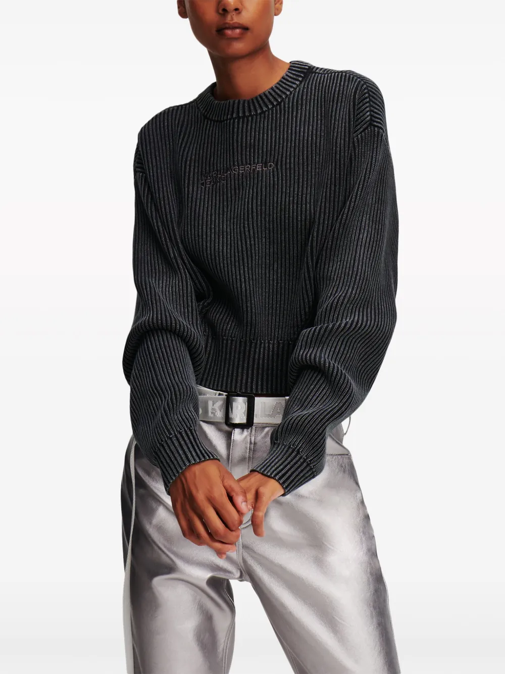Karl Lagerfeld Jeans Ribgebreide trui - Zwart