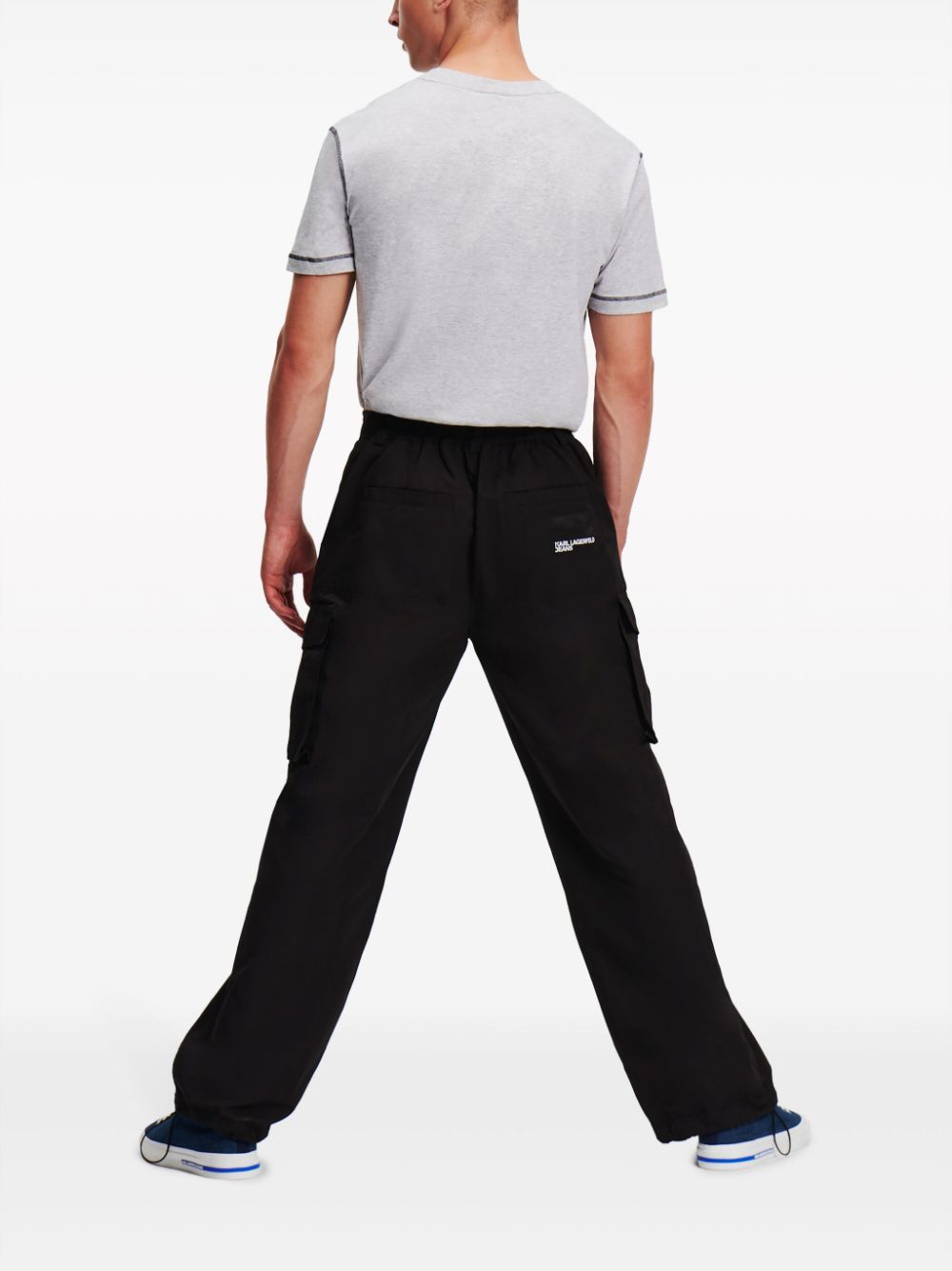 Shop Karl Lagerfeld Jeans Logo-print Cotton-blend Cargo Trousers In Black