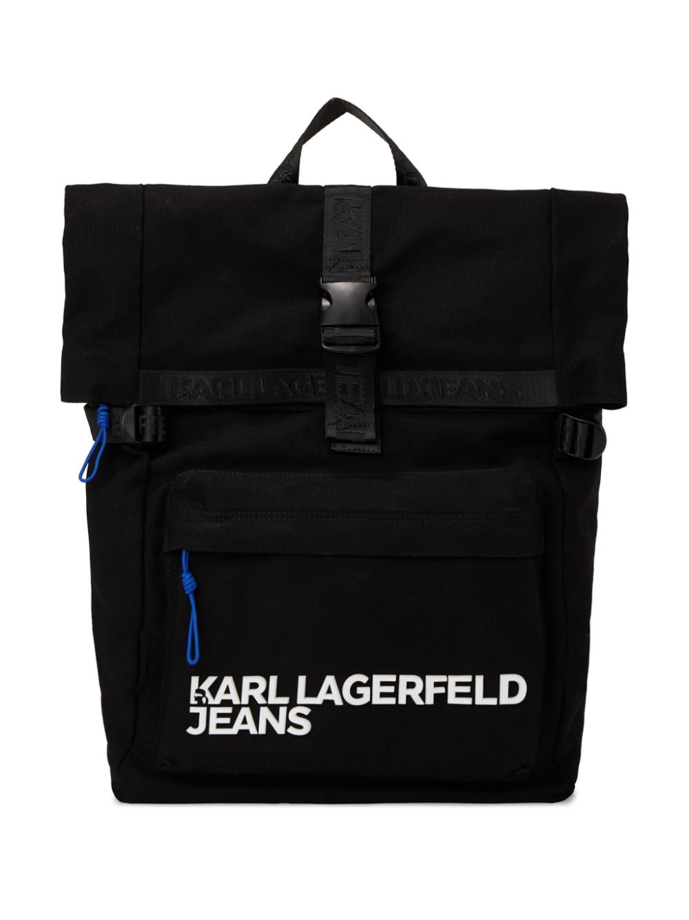 Karl Lagerfeld Jeans Logo-print Foldover Backpack In Black