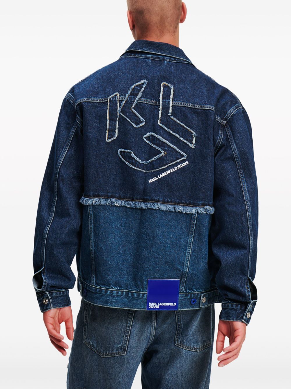 Shop Karl Lagerfeld Jeans Patchwork Panelled Denim Jacket In Blue