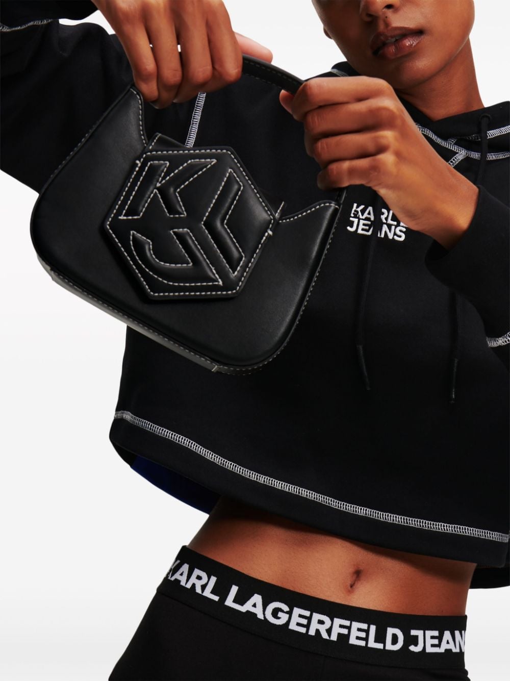 Karl Lagerfeld Jeans Hexagon shopper met monogram-reliëf Zwart