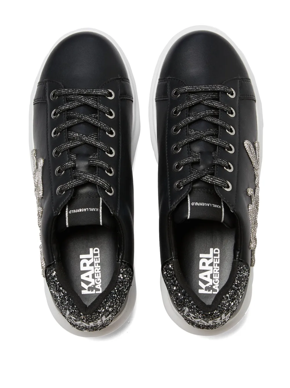 KARL LAGERFELD KAPRI SIGNIA RHINESTONE-EMBELLISHED SNEAKERS