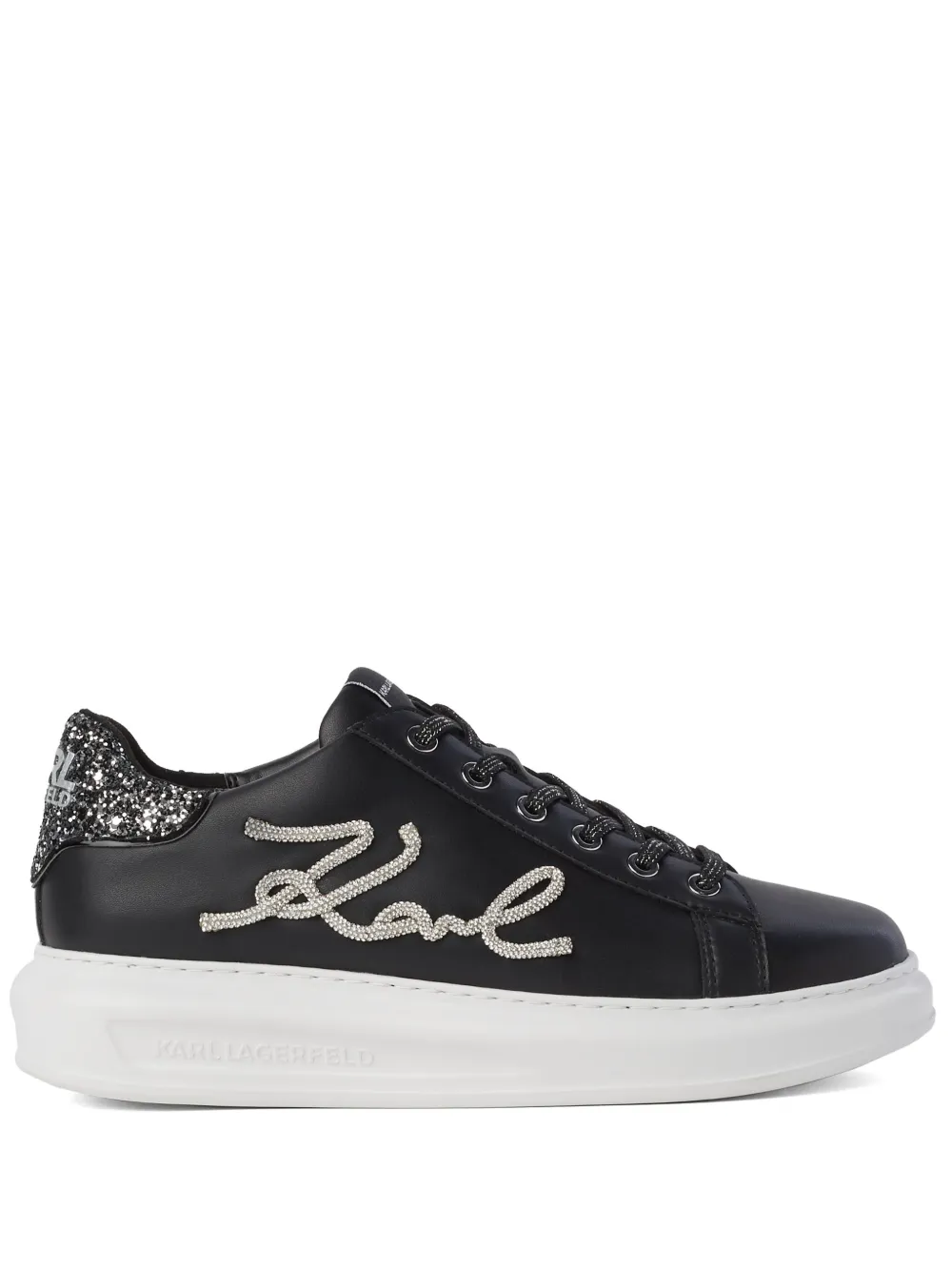 Karl Lagerfeld Kapri Signia Rhinestone-embellished Sneakers In Black