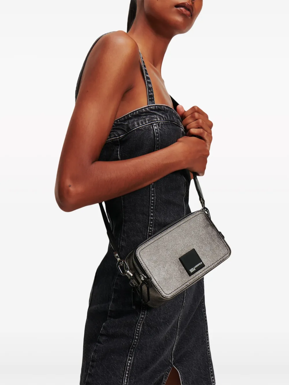 Karl Lagerfeld Jeans KLJ metallic crossbodytas - Zilver