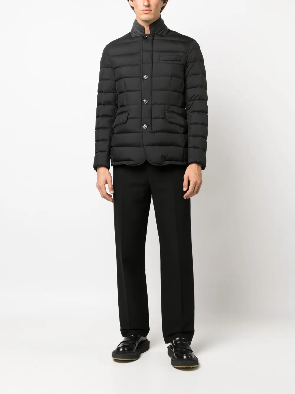 Moorer button-up padded down jacket - Zwart