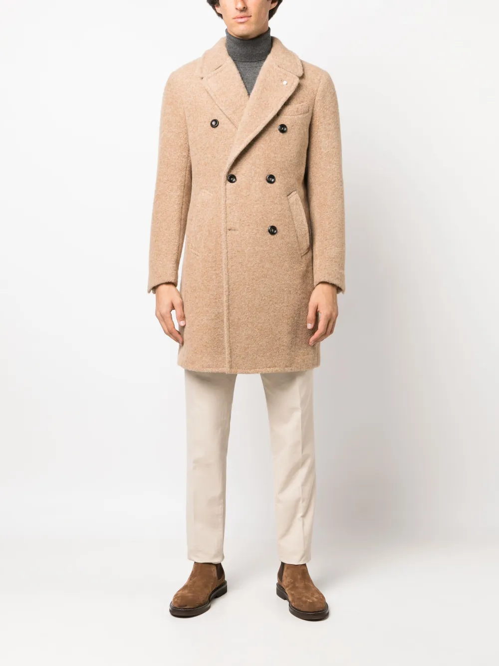 LUIGI BIANCHI MANTOVA double-breasted alpaca wool-blend coat - Beige