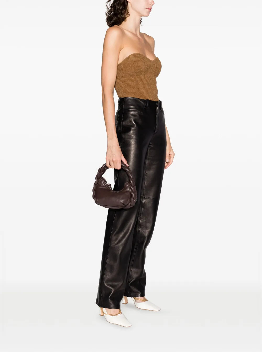 Hereu mini Espiga leather crossbody bag - Bruin