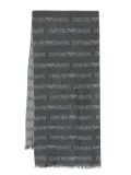 Emporio Armani monogram-pattern knitted scarf - Grey