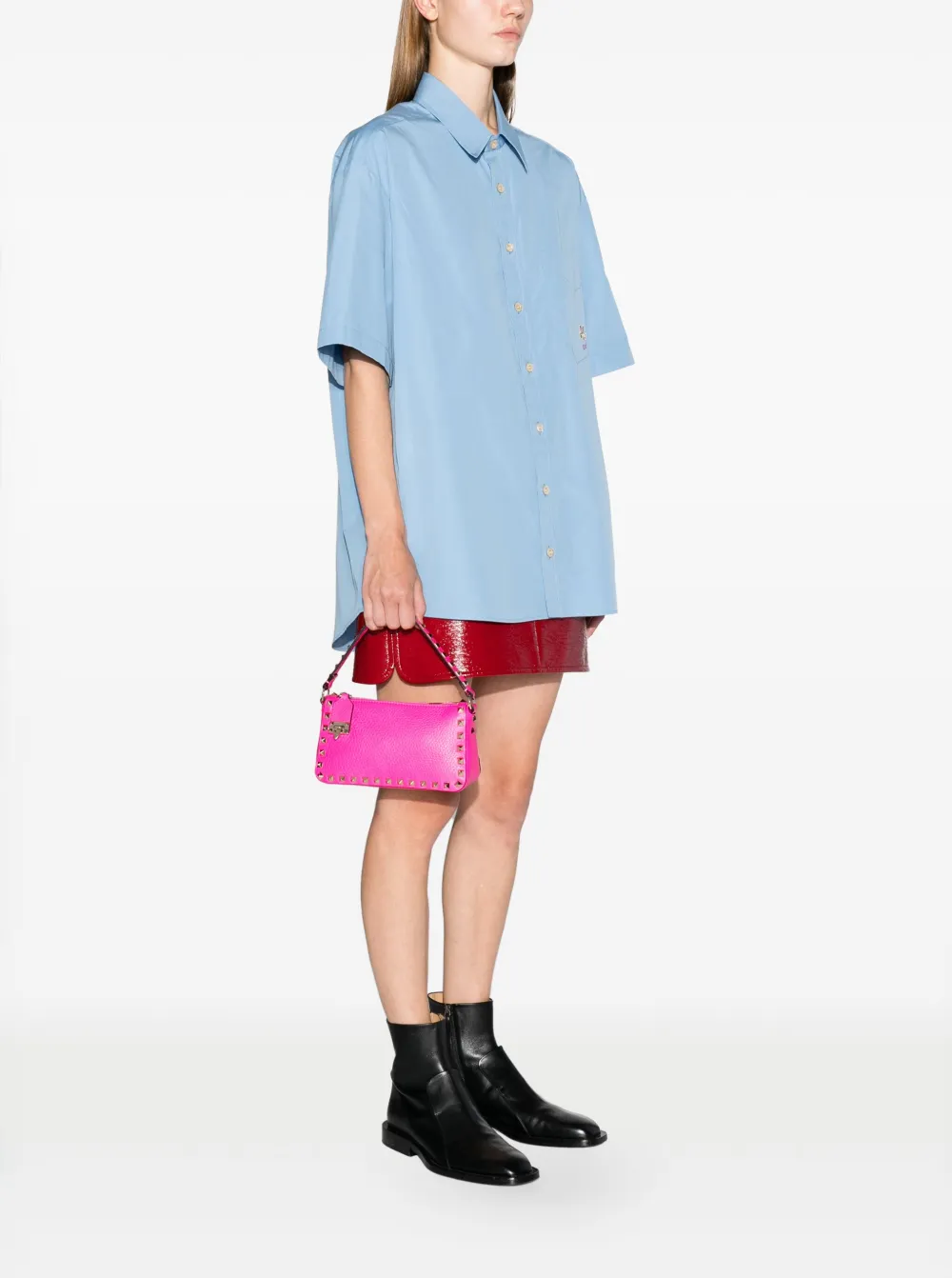 Valentino Garavani Rockstud leren schoudertas - Roze