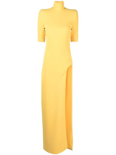 Mônot high-neck side-slit dress