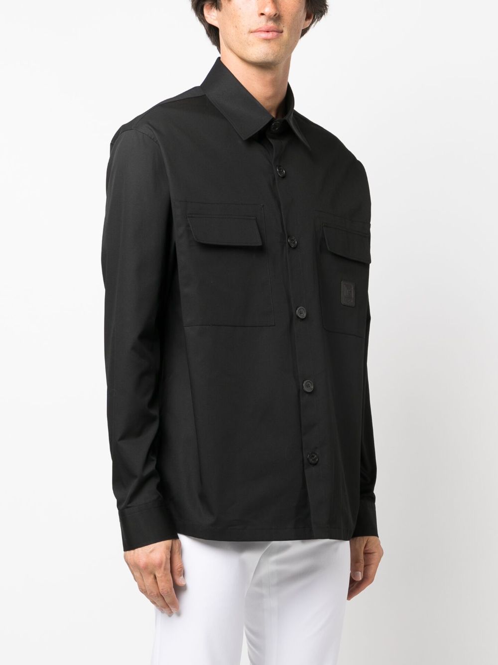 Balmain logo-patch cotton shirt Men